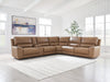 DeepWakes 6-Piece Reclining Sectional with Storage Console - Caramel
