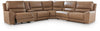 DeepWakes 6-Piece Reclining Sectional with Storage Console - Caramel