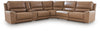 DeepWakes 6-Piece Reclining Sectional with Storage Console - Caramel