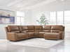 DeepWakes 6-Piece Power Reclining Sectional with Chaise - Caramel