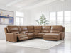 DeepWakes 6-Piece Power Reclining Sectional with Chaise - Caramel