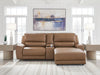 DeepWakes 3-Piece Power Reclining Sectional with Chaise - Caramel