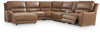 DeepWakes 6-Piece Power Reclining Sectional with Chaise - Caramel (PCU62606S19)