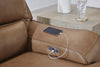DeepWakes 4-Piece Reclining Sectional with Chaise and Storage Console - Caramel