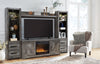 Wynnlow 4-Piece Entertainment Center with Electric Fireplace - Gray