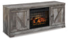 Wynnlow 63" TV Stand with Electric Fireplace - Gray
