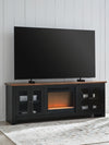 Wildenauer 76" TV Stand with Electric Fireplace - Brown/Black