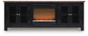 Wildenauer 76" TV Stand with Electric Fireplace - Brown/Black