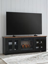 Wildenauer 76" TV Stand with Electric Fireplace - Brown/Black (W664W1)