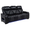 Zuma - Faux Leather Dual Power Reclining LED Sofa - Black