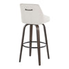 Hannah - 30" Fixed-Height Barstool With Swivel And Round Black Metal Footrest (Set of 2) - Walnut Glazed Wood
