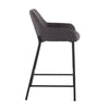 Daniella - Fixed-Height Counter Stool (Set of 2) - Black Metal And Charcoal Fabric