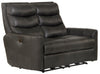 Bosa - Leather Power Reclining Loveseat - Charcoal