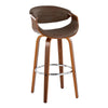 Curvo - 30" Fixed-Height Barstool With Swivel And Round Chrome Metal Footrest (Set of 2) - Walnut Wood