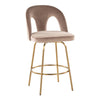 Ava - Upholstered Fixed-Height Barstool (Set of 2) - Gold Base