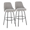 Marcel - 30" Fixed-Height Barstool With Swivel And Round Black Metal Footrest (Set of 2) - Black Metal