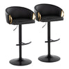 Claire - Adjustable Barstool With Rounded T Footrest (Set of 2) - Black Metal With Gold Metal Accent