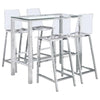 Tolbert - 5 Piece Bar Set With Acrylic Chairs - Clear And Chrome