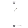 Dual - 72" Floor Lamp - Silver Metal And Frosted White Plastic Shades