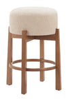 Nade Counter Stool Beige & Walnut — Set of 2