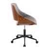 Fabrizzi - Office Chair - Black Metal, Walnut Wood, And Gray Fabric