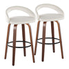 Grotto - Upholstered Fixed-Height Barstool (Set of 2) - Walnut Wood