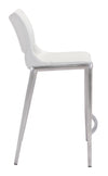 Ace Counter Stool (Set of 2) White & Silver — Set of 2