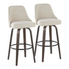 Marcel - 30" Fixed-Height Barstool With Swivel And Round Black Metal Footrest (Set of 2) - Walnut Glazed Wood