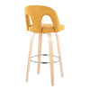 Ava - Upholstered Fixed-Height Barstool (Set of 2) - Natural Wood Base