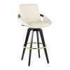 Cosmo - Fixed-Height Barstool (Set of 2) - Black Wood Base, Gold Footrest