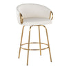 Claire - 26" Fixed-Height Counter Stool With Swivel And Round Gold Metal Footrest (Set of 2) - Gold Metal