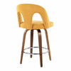 Ava - Upholstered Fixed-Height Barstool (Set of 2) - Walnut Wood Base