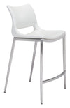 Ace Counter Stool (Set of 2) White & Silver — Set of 2