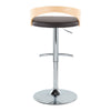 Grotto - Adjustable Barstool - Chrome Metal, Natural Wood
