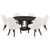 Leandro - 7 Piece Round Dining Table Set - Cream / Burnished Black