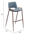 Desi Barstool (Set of 2) Azure Gray & Walnut — Set of 2