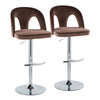 Ava - Upholstered Adjustable Barstool (Set of 2) - Chrome Metal