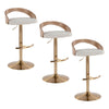 Grotto - Adjustable Barstool - Gold Metal, Whitewashed Wood