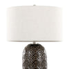 Onyx - 30" Table Lamp - Dark Gray Crackle Ceramic, Brushed Nickel And Clear Crystal With Gray Linen Shade