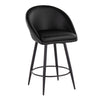 Matisse - 26" Highback Fixed-Height Counter Stool With Swivel And Round Black Metal Footrest (Set of 2) - Black Metal
