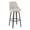 Marcel - 30" Fixed-Height Barstool With Swivel And Round Black Metal Footrest (Set of 2) - Walnut Glazed Wood