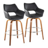 Mustang - Fixed-Height XL Barstool (Set of 2) - Walnut Wood