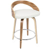 Grotto - Counter Stool With Swivel (Set of 2) - Zebra Wood And White Faux Leather