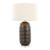 Onyx - 30" Table Lamp - Dark Gray Crackle Ceramic, Brushed Nickel And Clear Crystal With Gray Linen Shade