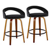 Grotto - 32.5" Upholstered Fixed-Height Counter Stool (Set of 2) - Walnut Wood Base