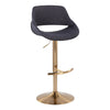 Fabrizzi - Adjustable Barstool With Swivel And Rounded T Footrest (Set of 2) - Gold Metal