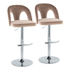 Ava - Upholstered Adjustable Barstool (Set of 2) - Chrome Metal