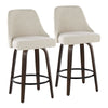 Marcel - 27" Fixed-Height Counter Stool With Swivel And Round Black Metal Footrest (Set of 2) - Walnut Glazed Wood