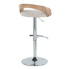 Grotto - Adjustable Barstool - Chrome Metal, Whitewashed Wood
