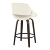 Fabrizzi - 26" Fixed-Height Counter Stool With Swivel And Round Black Metal Footrest (Set of 2) - Walnut Glazed Wood